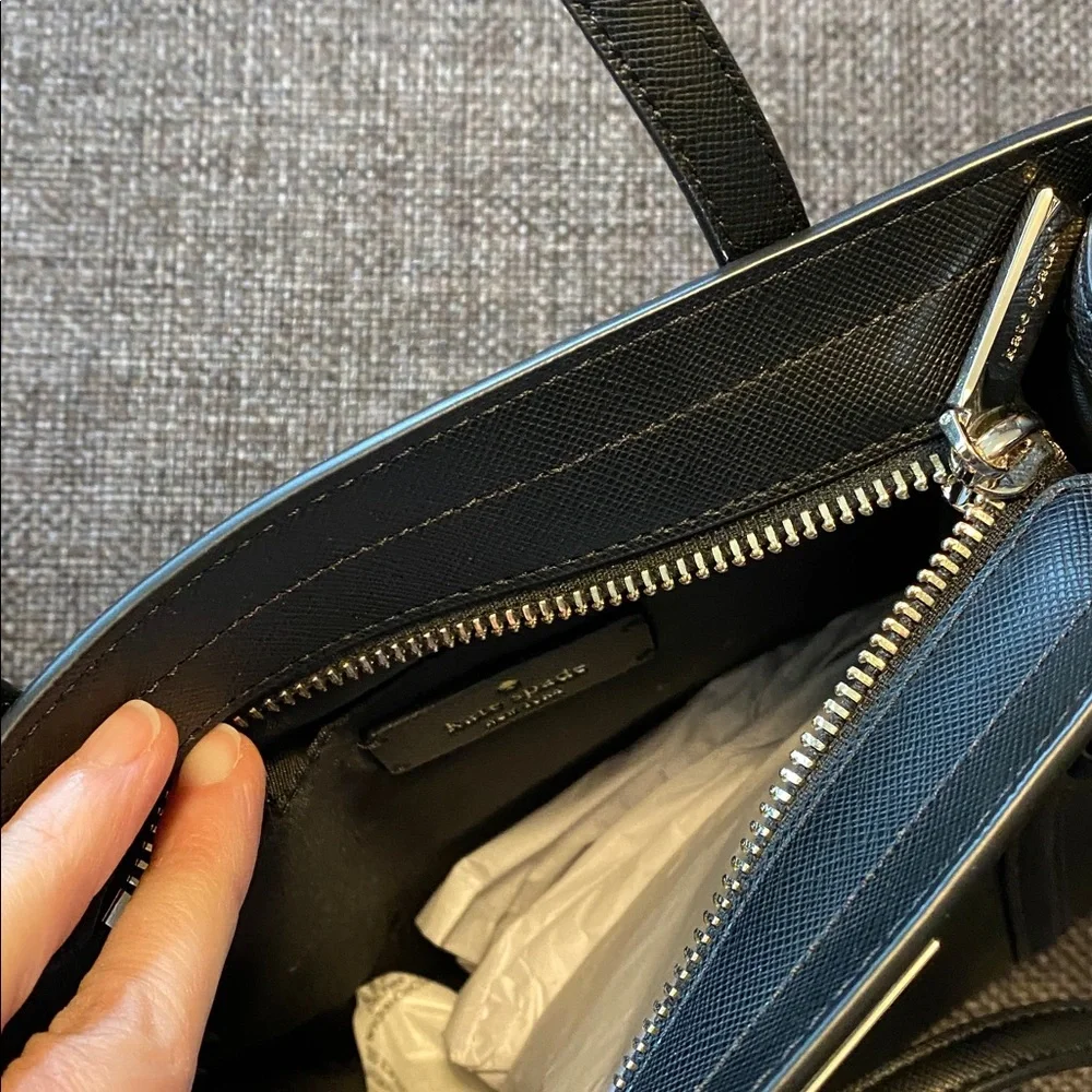 NWT kate spade Kenzie Black Patent Saffiano Mini Tote KK037, Crossbody Strap
